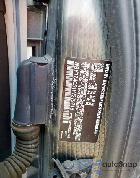 2015 BMW I3 Rex из США, поврежденный, VIN WBY1Z4C51FV279218